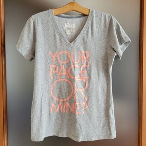 Nike women's Medium dri-fit runners graphic T, 'Your Pace Or Mine?"